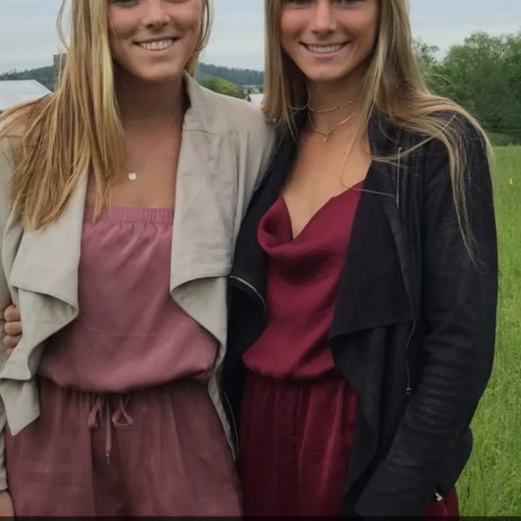 Pink Satin Off-Shoulder Romper - Picture 4 of 4